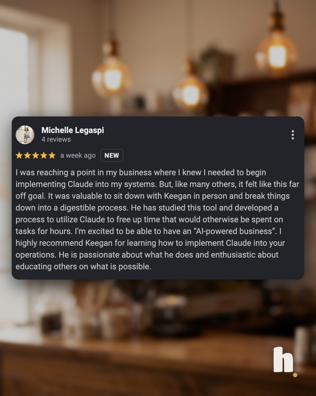 Google review from Michelle, five stars.